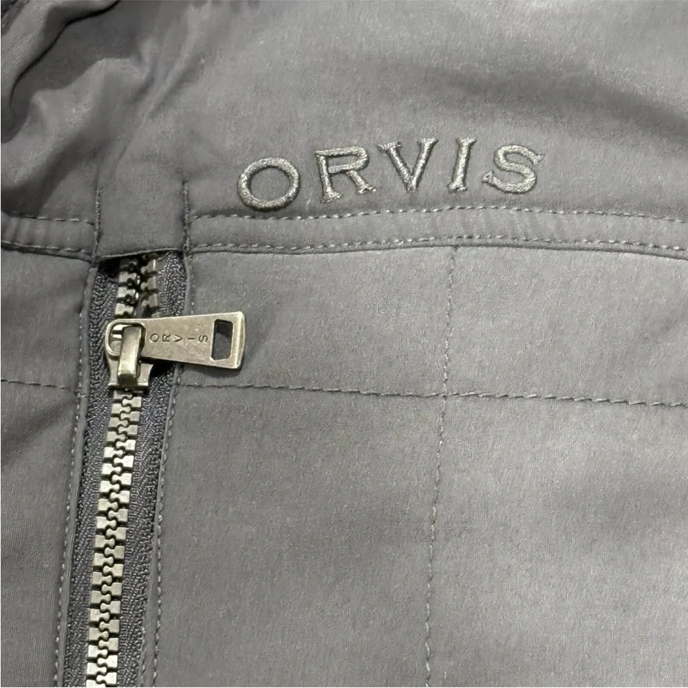 Orvis Gray Quilted Vest with Stand-Up Collar‎